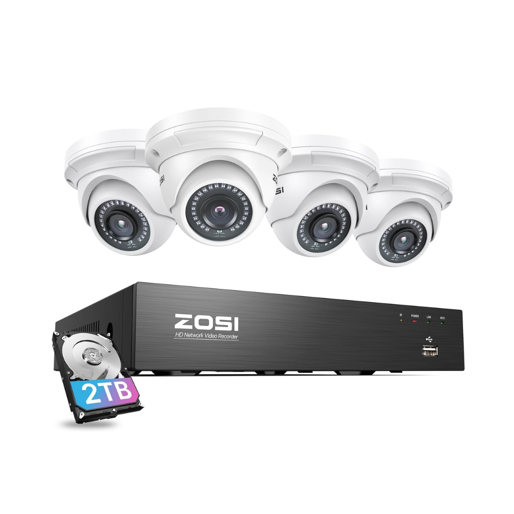 5MP PoE 8CH Security System with C429 Outdoor Dome IP Cameras - Zosi