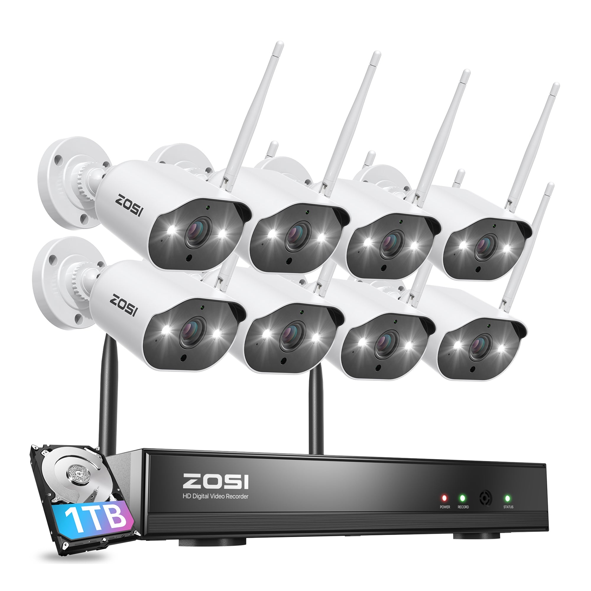 3MP 8CH NVR & 4/8pcs Wireless IP Camera - WiFi Security System - ZR08JP +  ZG3023A - Zosi