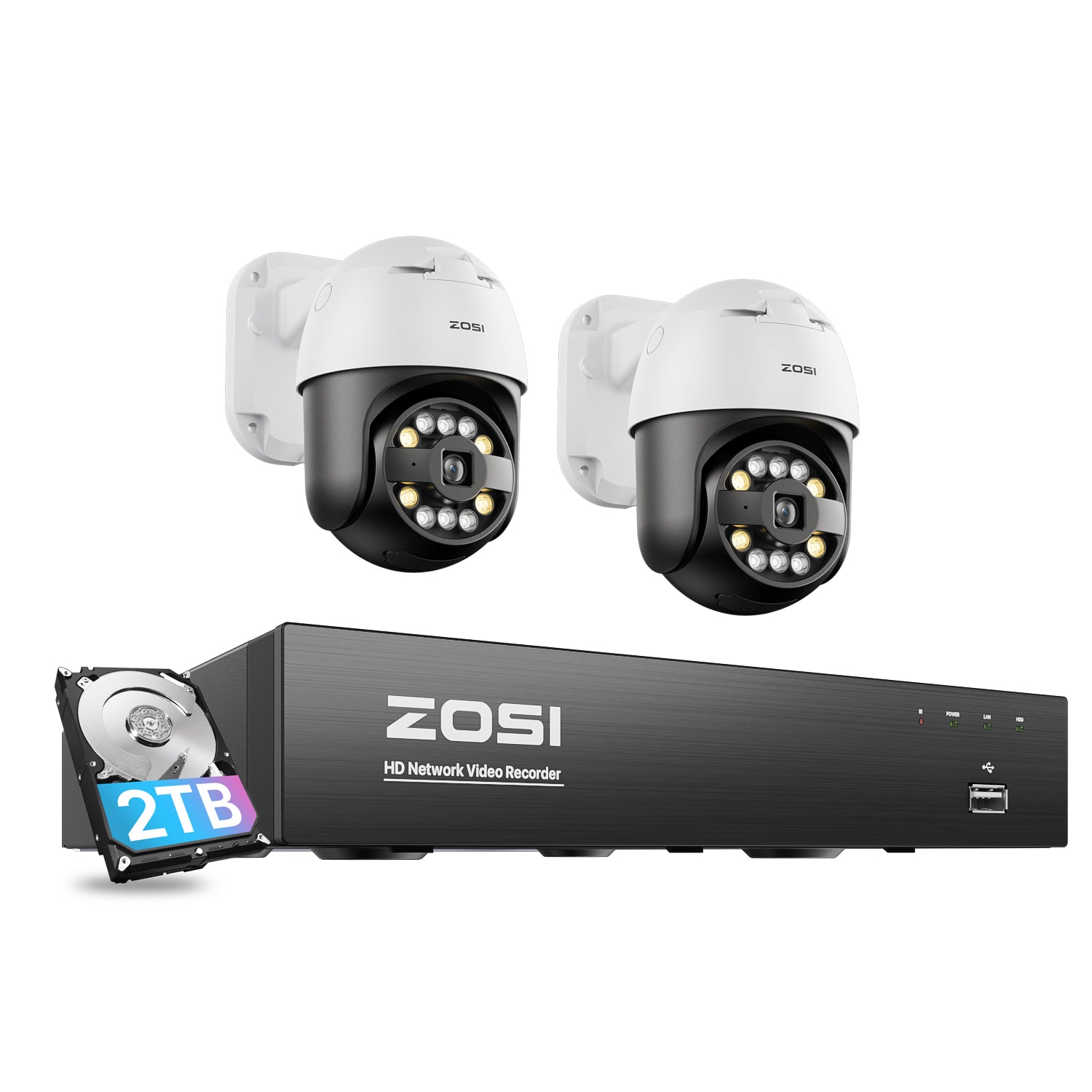 C296 5MP 2 Camera Pan-Tilt PoE Camera System + 2TB Hard Drive