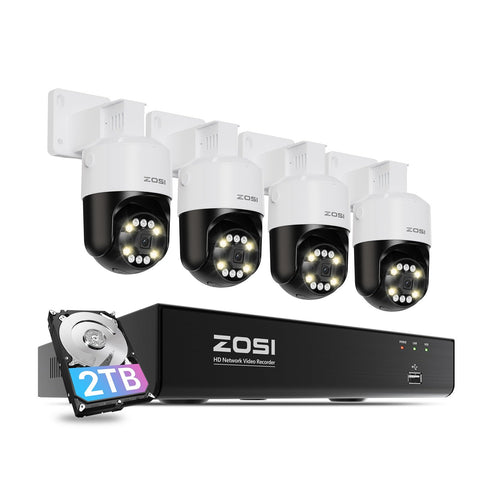 C296B 8MP PoE PTZ Camera System + 8CH 4K NVR with 2TB HDD