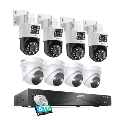 C225/C298 4K Dual Lens Security Camera System(32CH Expandable) + 4TB Hard Drive