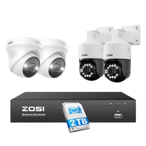 C296B/C225 4K/5MP 4-Cam Security System + 2TB Hard Drive