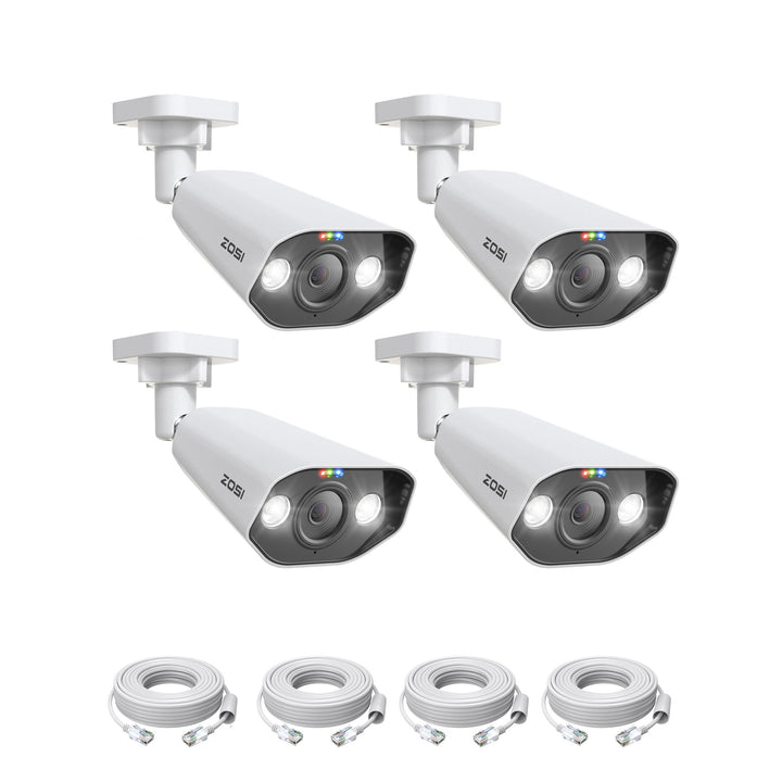 C182 2pcs/4pcs 5MP Add-on PoE Cameras + 60ft Ethernet Cable Zosi