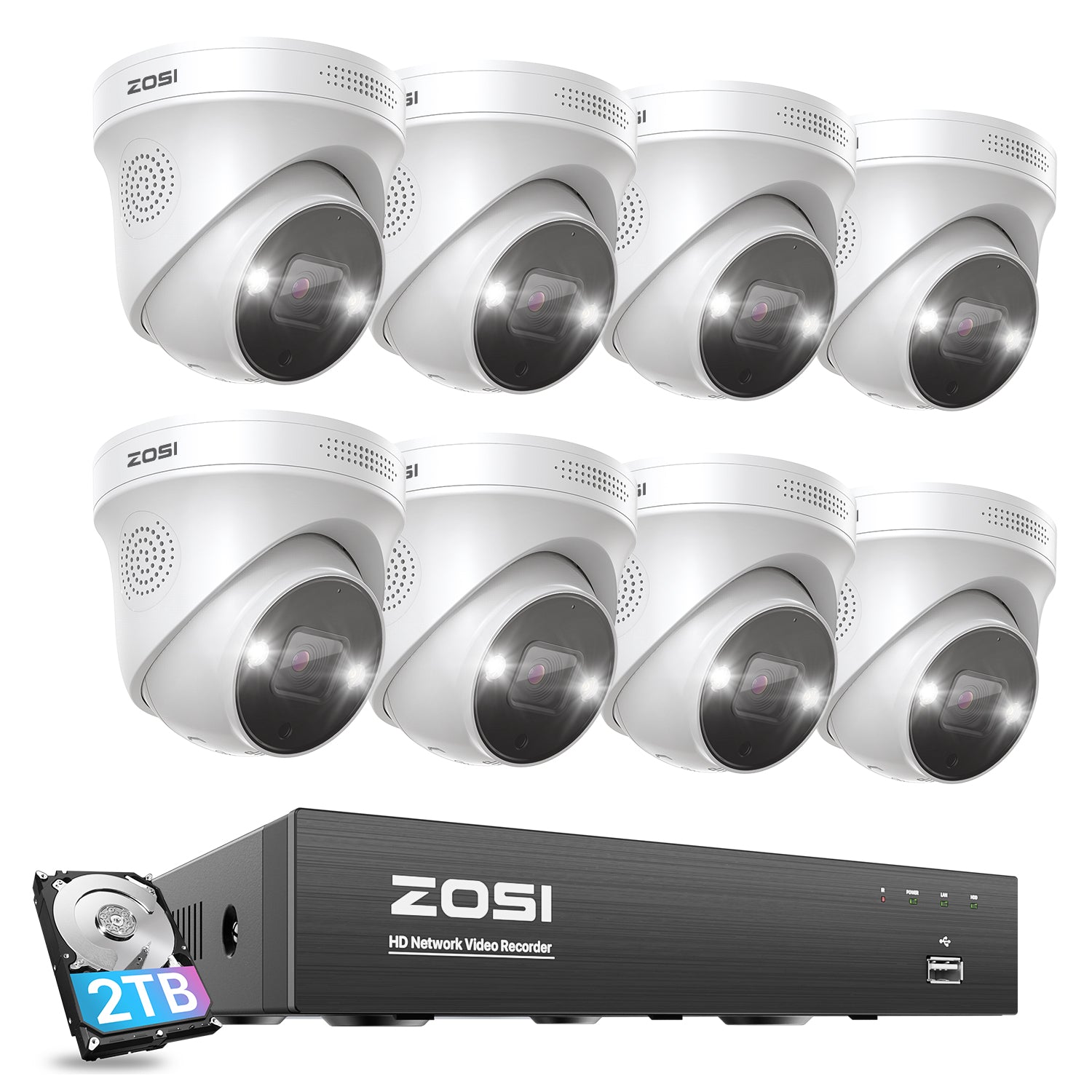 4K Security Camera System 8 Channel PoE NVR C225 8-Cam - Zosi