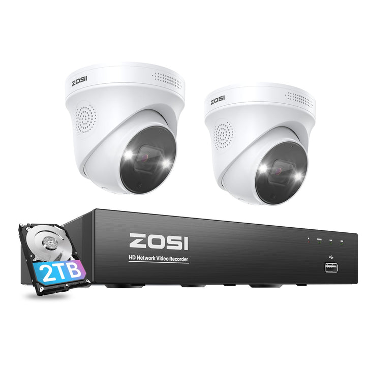 C225 4K 8CH 2 Camera Spotlight Securirty Camera System + 2TB Hard Drive Zosi
