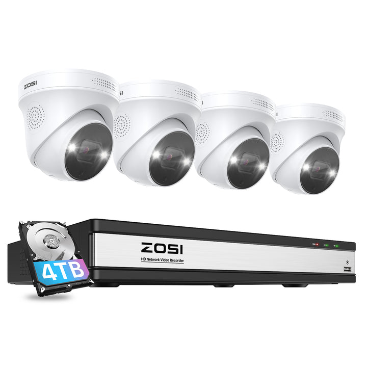 C225 4K 4-Cam 16CH PoE NVR Security System + 4TB Hard Drive Zosi