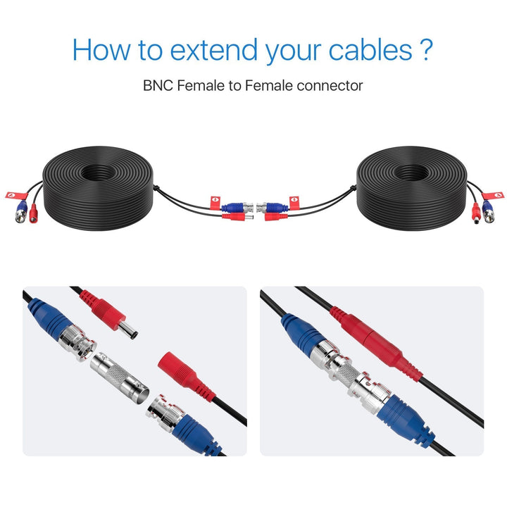 All-in-One Video Power Cables, BNC Extension Cable Zosi