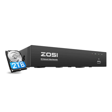 4K 8 Channel Network Video Recorder PoE NVR +  2TB Hard Drive (ZR08HN)