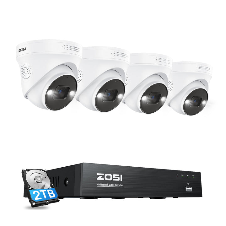 4K 8MP PoE Security System, Color Night Vision, Smart Spotlight & Siren, AI Human Detection, C225 Zosi