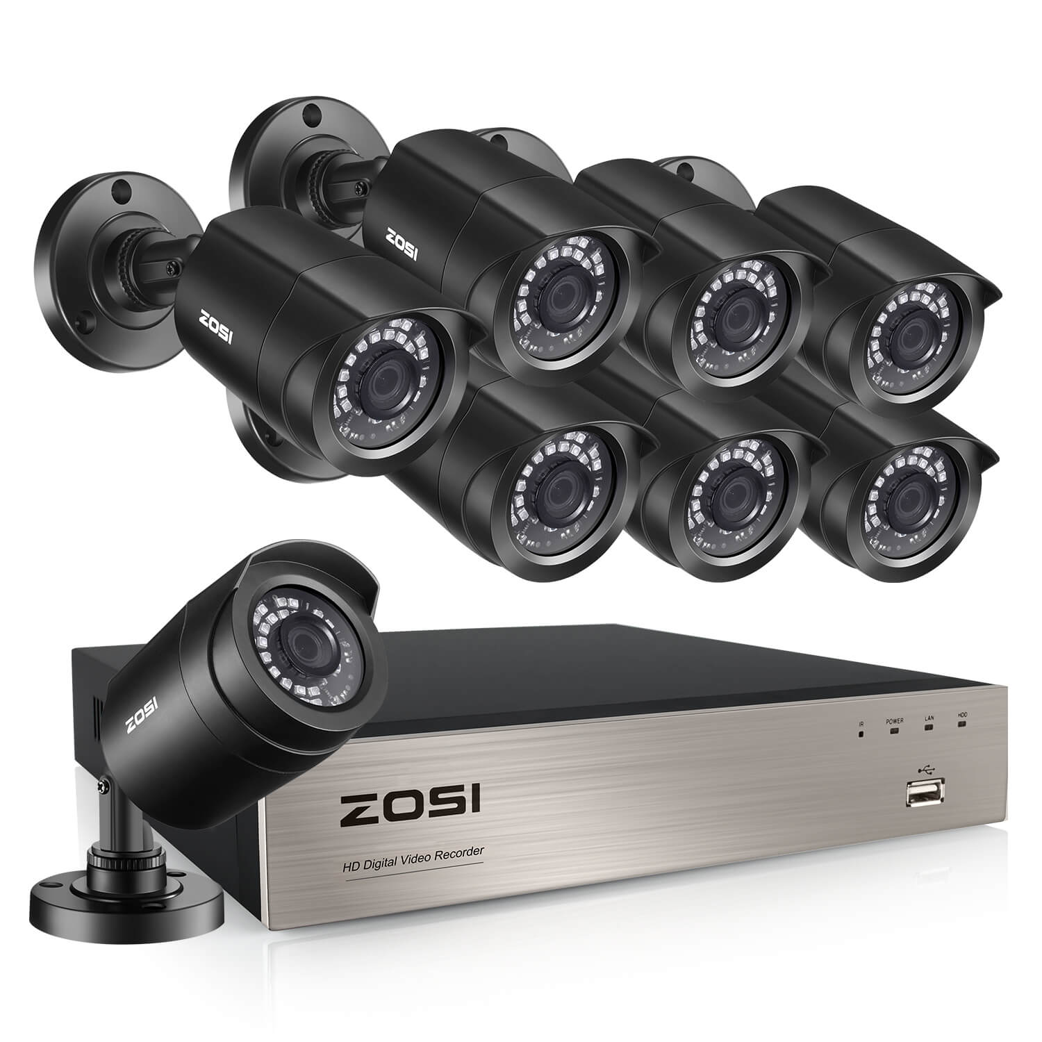 Zosi 2MP 8CH DVR u0026 C106 Camera - Analog Security System - ZR08VN + ZG1062B